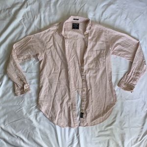 Pink and white striped Abercrombie flannel- small